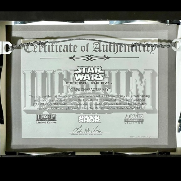 Star Wars Animated C3PO Character Key Cel #338/1000 - Picture 2 of 2